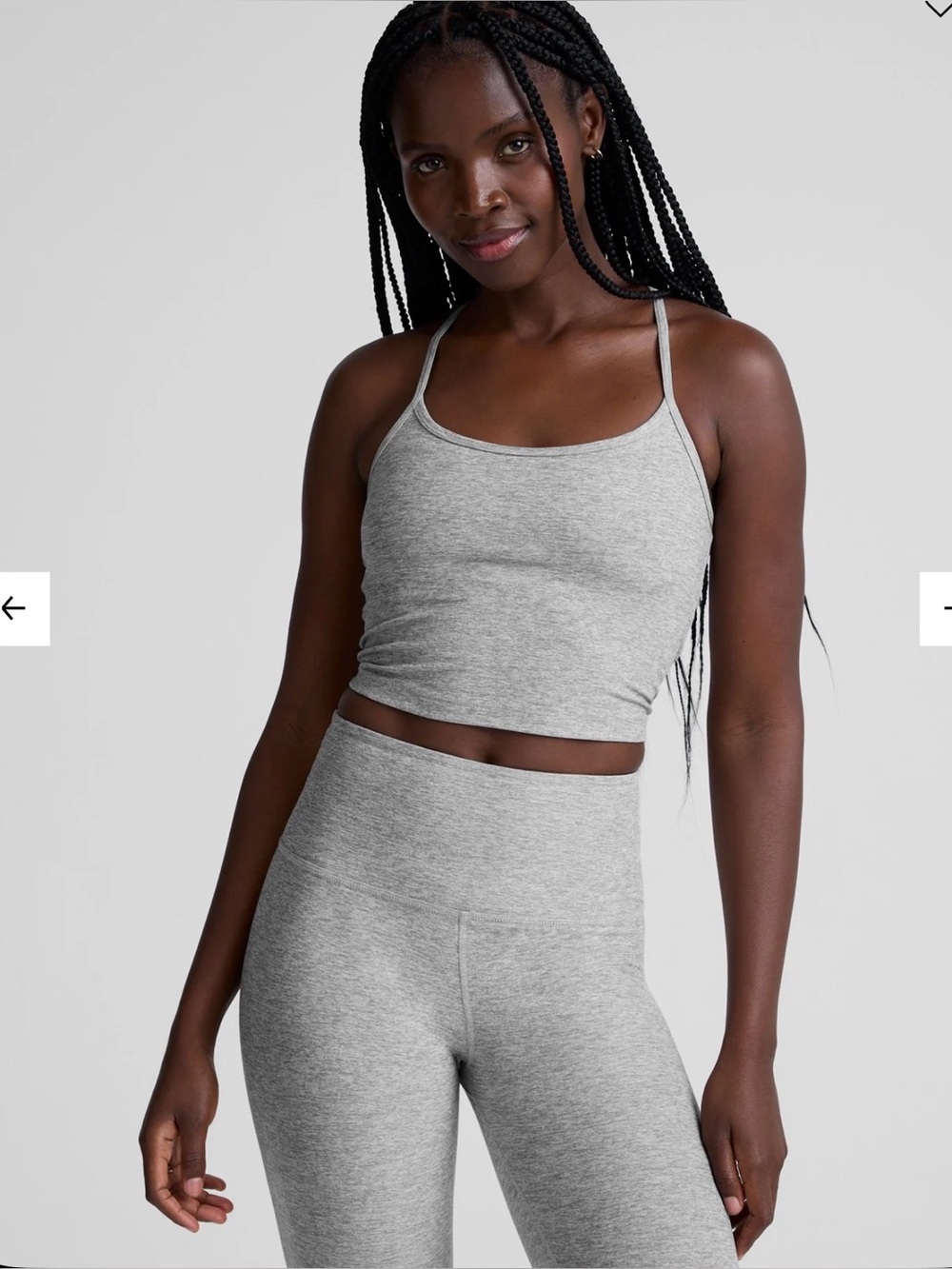 Beyond Yoga Gray Seamless Crop Tank and High-Waist Legging Set
